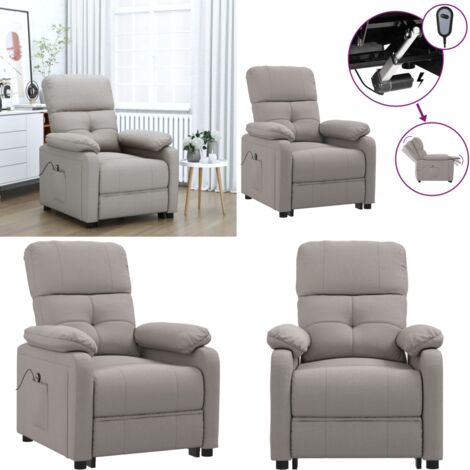 Sillón reclinable eléctrico tela gris taupé - Asiento cómodo - Respaldo eléctrico