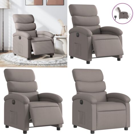 Sillón reclinable eléctrico tela gris taupé - Asiento eléctrico - Reposapiés eléctrico
