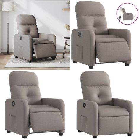 Sillón reclinable eléctrico tela gris taupé - Asiento eléctrico - Reposapiés eléctrico
