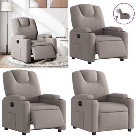 Sillón reclinable eléctrico tela gris taupé - Asiento eléctrico - Reposapiés eléctrico