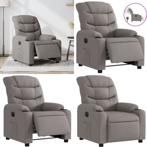 Sillón reclinable eléctrico tela gris taupé - Asiento eléctrico - Reposapiés eléctrico