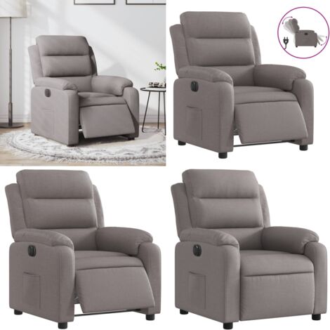 Sillón reclinable eléctrico tela gris taupé - Asiento eléctrico - Reposapiés eléctrico