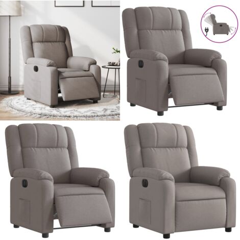 Sillón reclinable eléctrico tela gris taupé - Asiento eléctrico - Reposapiés eléctrico
