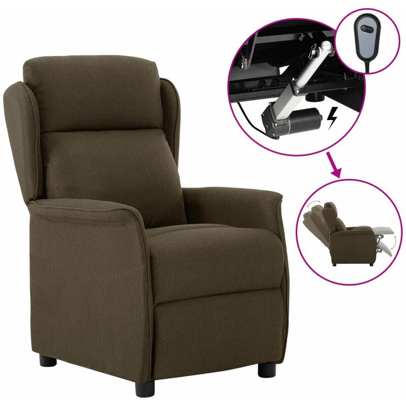 

Happyshopping - Sillon reclinable electrico tela marron