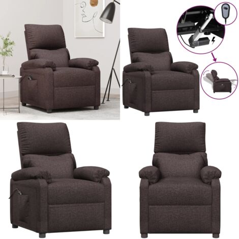 Sillón reclinable eléctrico tela marrón oscuro - Asiento cómodo - Respaldo eléctrico