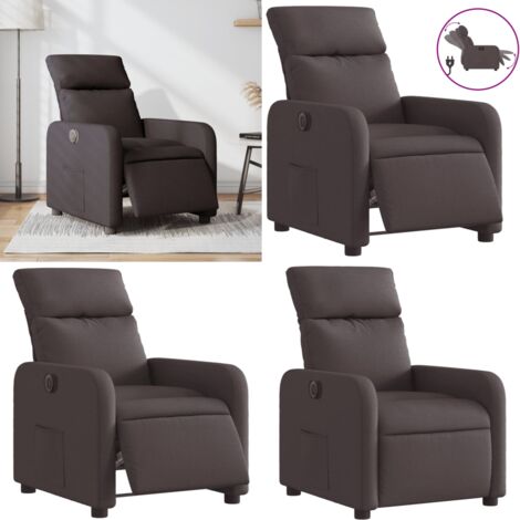 Sillón reclinable eléctrico tela marrón oscuro - Asiento reclinable - Reposapiés eléctrico