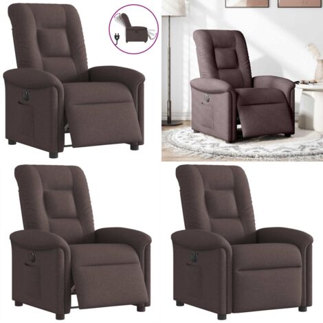 Sillón reclinable eléctrico tela marrón oscuro - Asiento reclinable - Reposapiés eléctrico