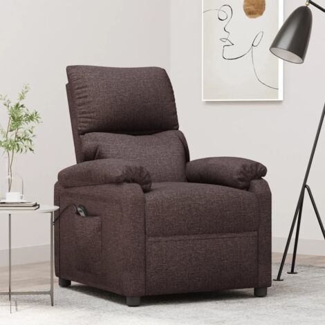 Sillón reclinable eléctrico tela marrón oscuro vidaXL