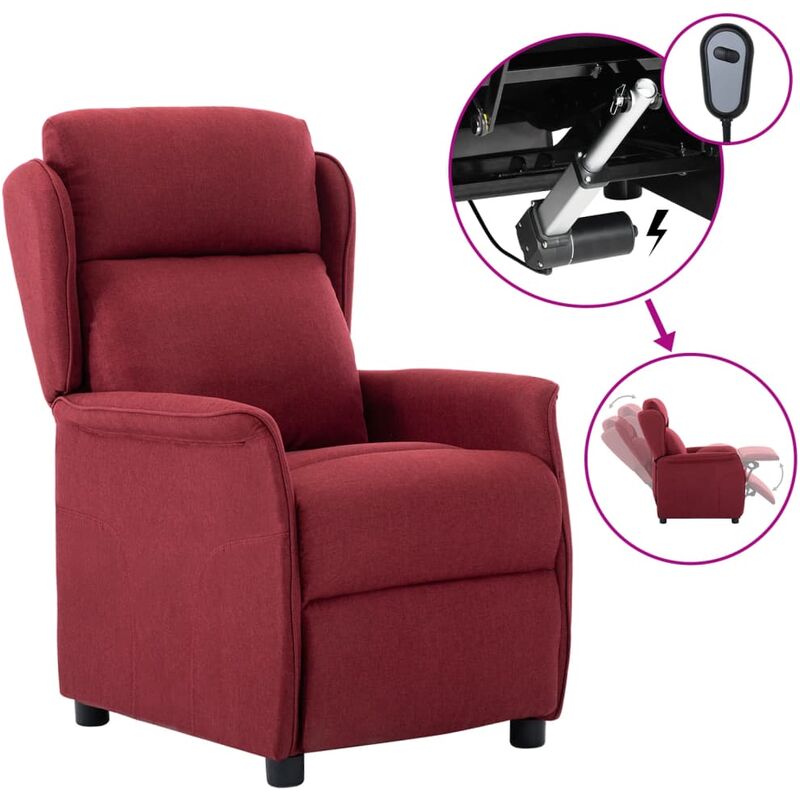 

Sillón reclinable eléctrico tela rojo tinto