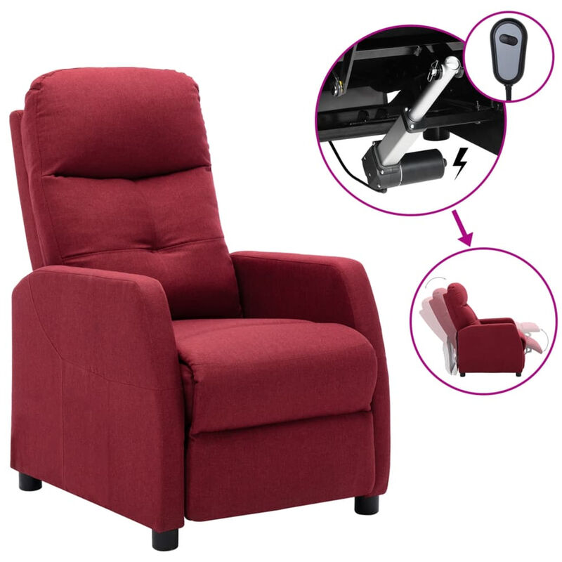 

Sillon reclinable electrico tela rojo tinto