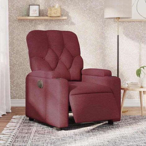 Sillón reclinable eléctrico tela rojo tinto