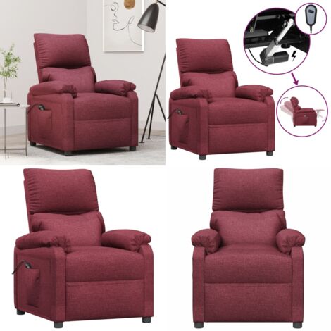 Sillón reclinable eléctrico tela rojo tinto - Asiento cómodo - Respaldo eléctrico