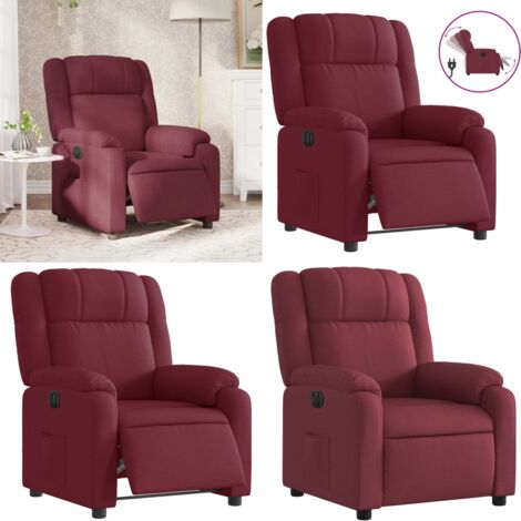 Sillón reclinable eléctrico tela rojo tinto - Asiento reclinable - Reposapiés eléctrico
