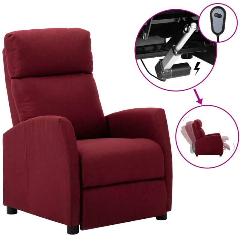 

Sillón reclinable eléctrico tela rojo vino