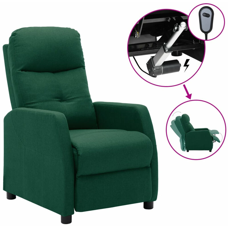 

Happyshopping - Sillon reclinable electrico tela verde oscuro