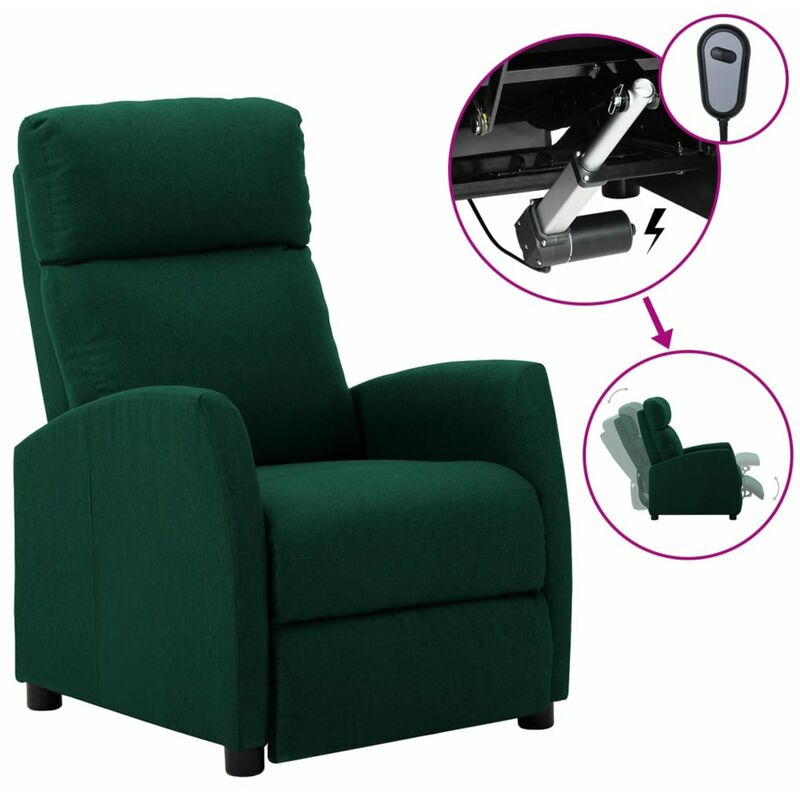 

Sillon reclinable electrico tela verde oscuro