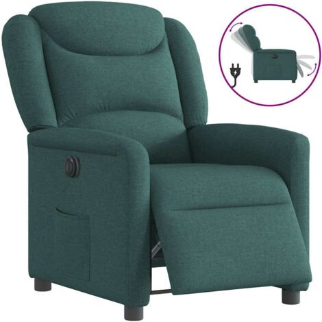 Sillón reclinable eléctrico tela verde oscuro