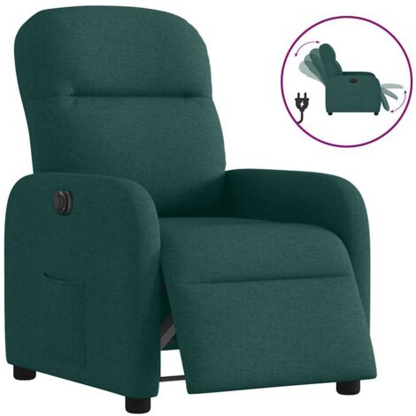 Sillón reclinable eléctrico tela verde oscuro vidaXL