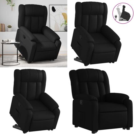 Sillón reclinable elevable cuero artificial negro - Sillón para personas mayores - Motor eléctrico