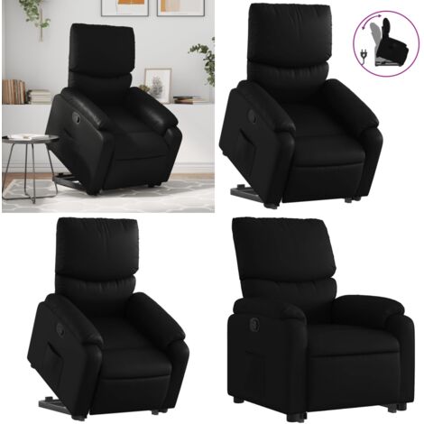 Sillón reclinable elevable cuero artificial negro - Sillón para personas mayores - Motor eléctrico