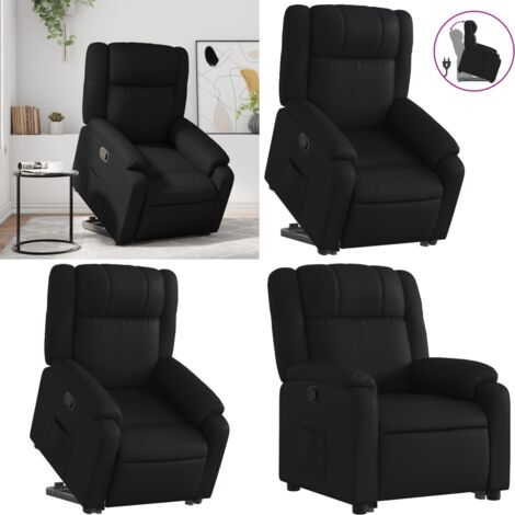 Sillón reclinable elevable cuero artificial negro - Sillón para personas mayores - Motor eléctrico