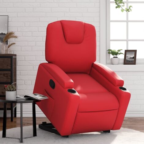 Sillón reclinable elevable cuero artificial rojo vidaXL