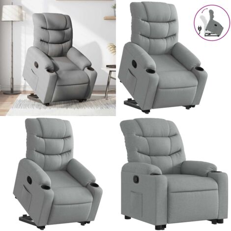 Sillón reclinable elevable de tela gris claro - Sillón elevable - Sillón para personas mayores