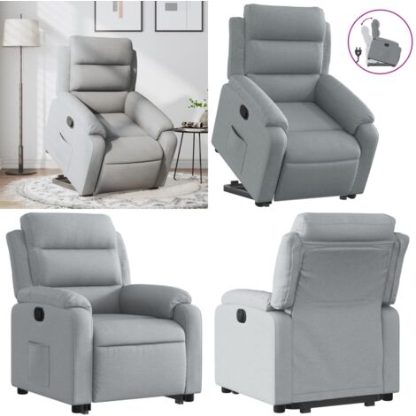 Sillón reclinable elevable de tela gris claro - Sillón elevable - Sillón para personas mayores