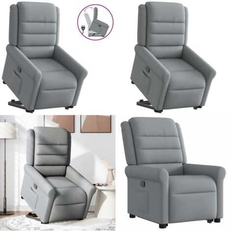 Sillón reclinable elevable de tela gris claro - Sillón elevable - Sillón para personas mayores