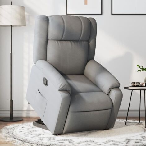 Sillón reclinable elevable de tela gris claro vidaXL