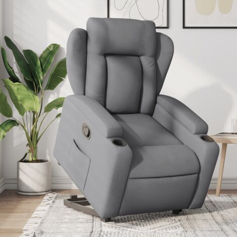 Sillón reclinable elevable de tela gris claro vidaXL