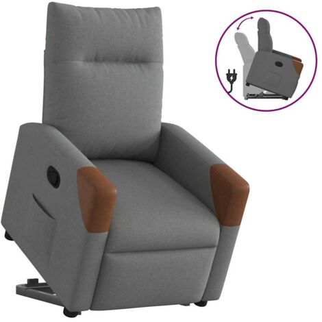 Sillón reclinable elevable de tela gris oscuro