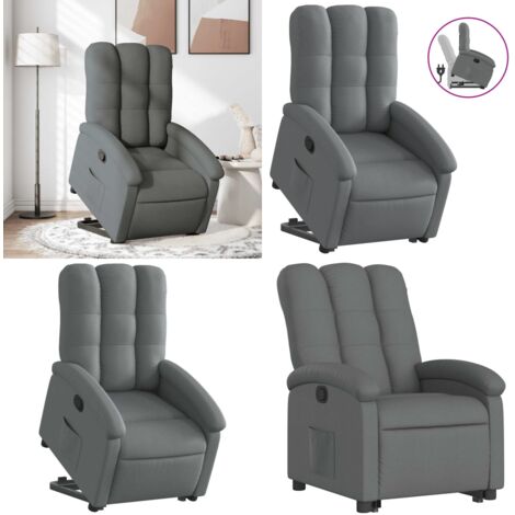 Sillón reclinable elevable de tela gris oscuro - Asiento elevable - Sillón para personas mayores
