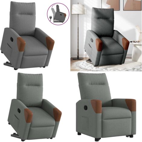 Sillón reclinable elevable de tela gris oscuro - Sillón elevable - Sillón para personas mayores