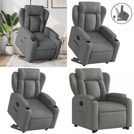 Sillón reclinable elevable de tela gris oscuro - Sillón elevable - Sillón para personas mayores