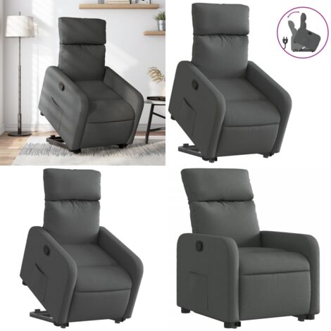 Sillón reclinable elevable de tela gris oscuro - Sillón elevable - Sillón para personas mayores