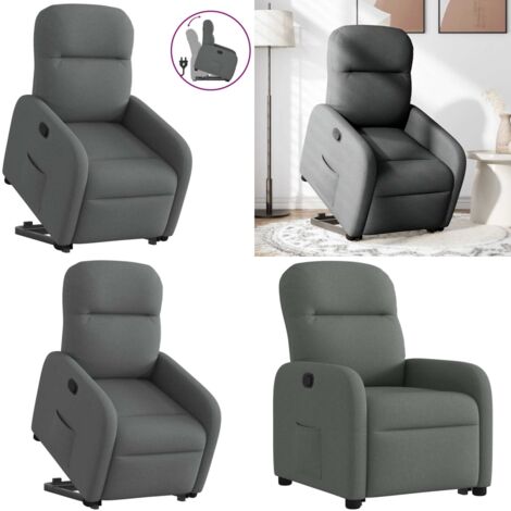 Sillón reclinable elevable de tela gris oscuro - Sillón elevable - Sillón para personas mayores