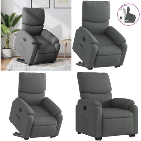 Sillón reclinable elevable de tela gris oscuro - Sillón elevable - Sillón para personas mayores