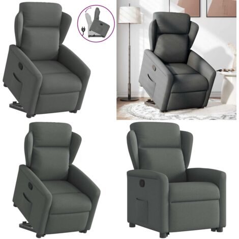 Sillón reclinable elevable de tela gris oscuro - Sillón elevable - Sillón para personas mayores