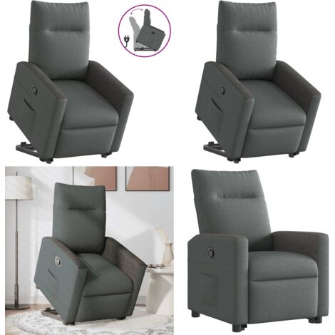 Sillón reclinable elevable de tela gris oscuro - Sillón elevable - Sillón para personas mayores