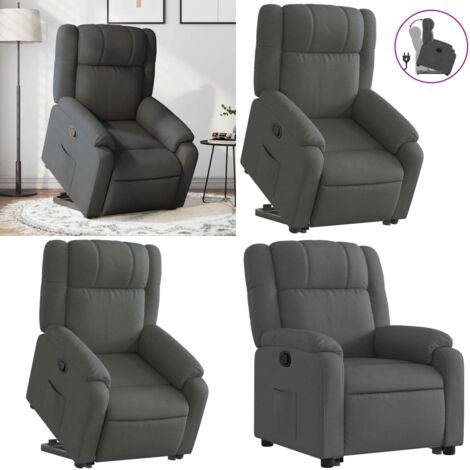Sillón reclinable elevable de tela gris oscuro - Sillón para personas mayores - Elevación eléctrica