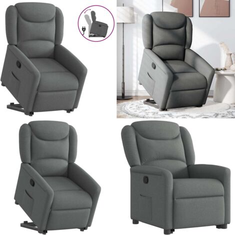 Sillón reclinable elevable de tela gris oscuro - Sillón para personas mayores - Motor eléctrico
