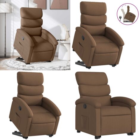 Sillón reclinable elevable de tela marrón - Asiento elevable - Sillón para personas mayores