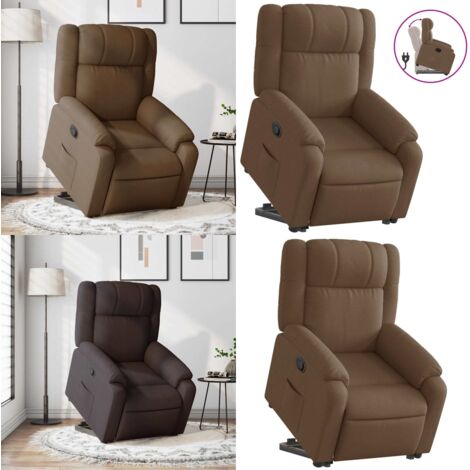 Sillón reclinable elevable de tela marrón - Asiento elevable - Sillón para personas mayores