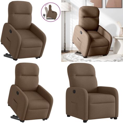 Sillón reclinable elevable de tela marrón - Sillón para personas mayores - Elevación eléctrica