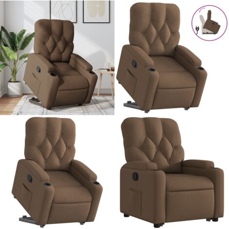 Sillón reclinable elevable de tela marrón - Sillón para personas mayores - Elevación eléctrica