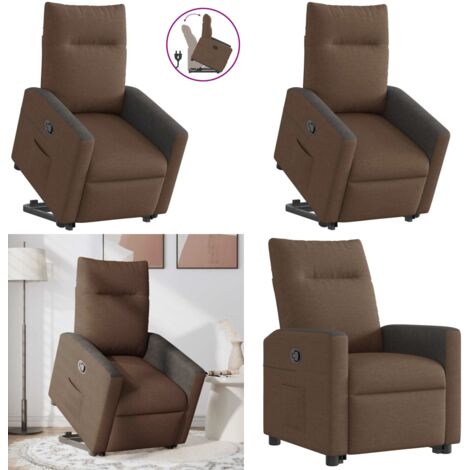 Sillón reclinable elevable de tela marrón - Sillón para personas mayores - Elevación eléctrica
