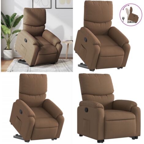 Sillón reclinable elevable de tela marrón - Sillón para personas mayores - Motor eléctrico