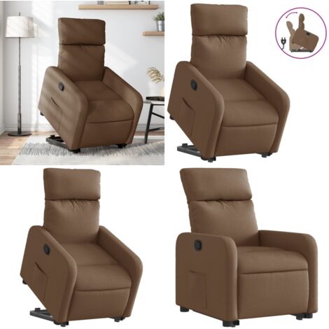 Sillón reclinable elevable de tela marrón - Sillón para personas mayores - Motor eléctrico
