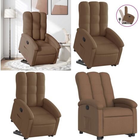 Sillón reclinable elevable de tela marrón - Sillón para personas mayores - Sillón eléctrico
